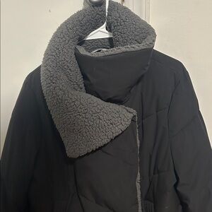 Andrew Marc Black Puffer Jacket with Gray Sherpa Collar